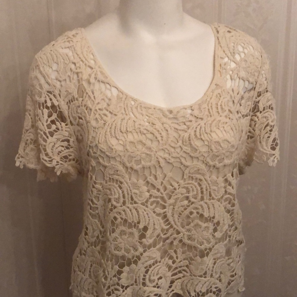 Heart Soul Crochet Lace Top Ivory NWT - Picture 3 of 6